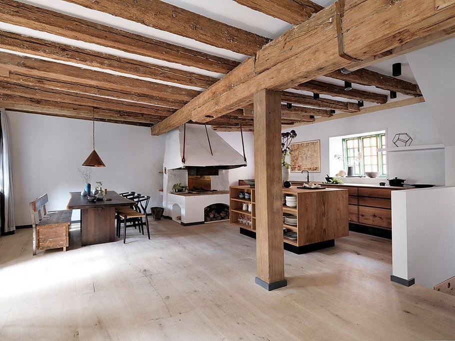 Мансарда с открытыми балками