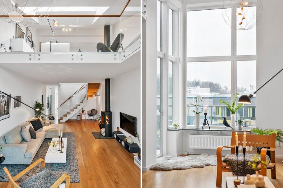 Интерьер двухэтажной квартиры в скандинавском стиле