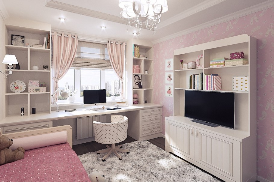 Комната школьника для девочки