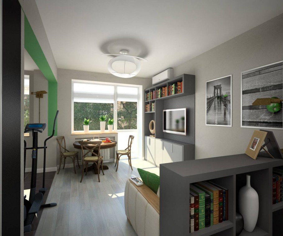 Планировка гостиной с проходной комнатой