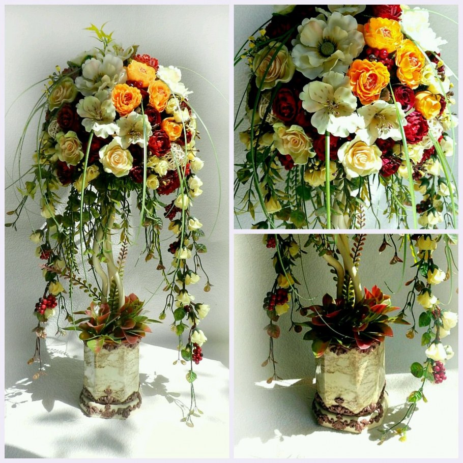 Подвесные композиции из искусственных цветов