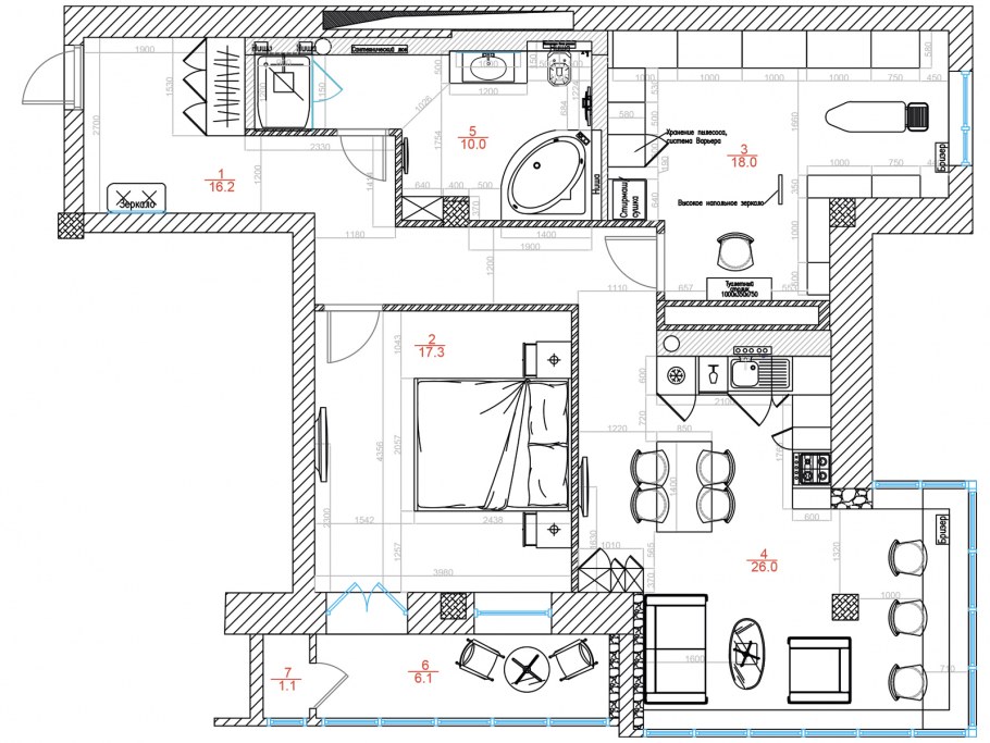 План расстановки мебели в двухкомнатной квартире