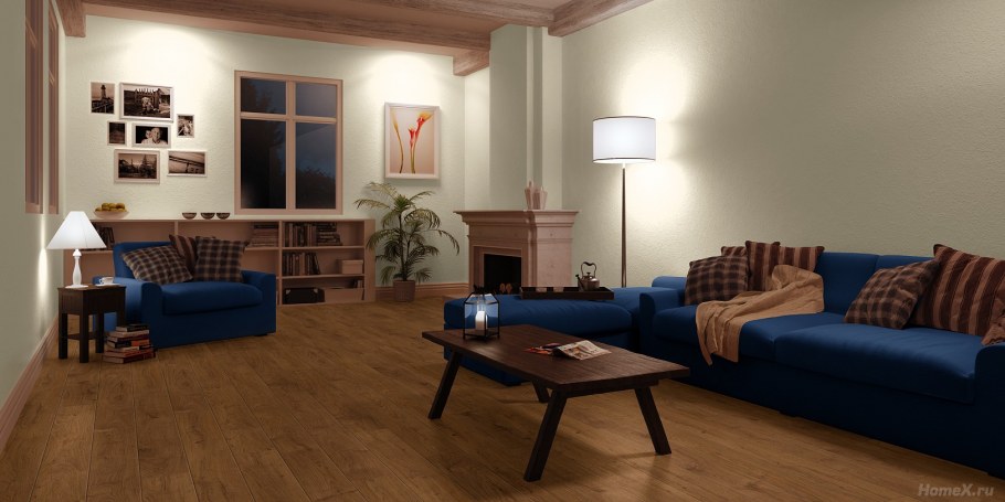 Интерьер рабочей комнаты коричневый паркет