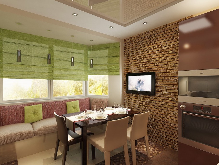 Обеденный стол у окна в гостиной