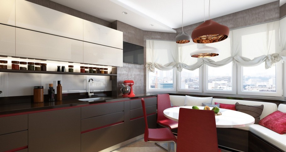 Угловая кухня с окном