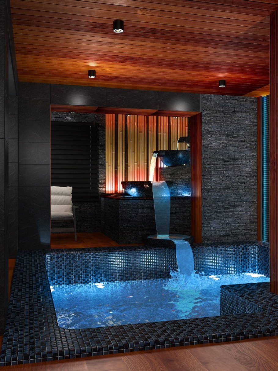 Сауна с джакузи и бассейном
