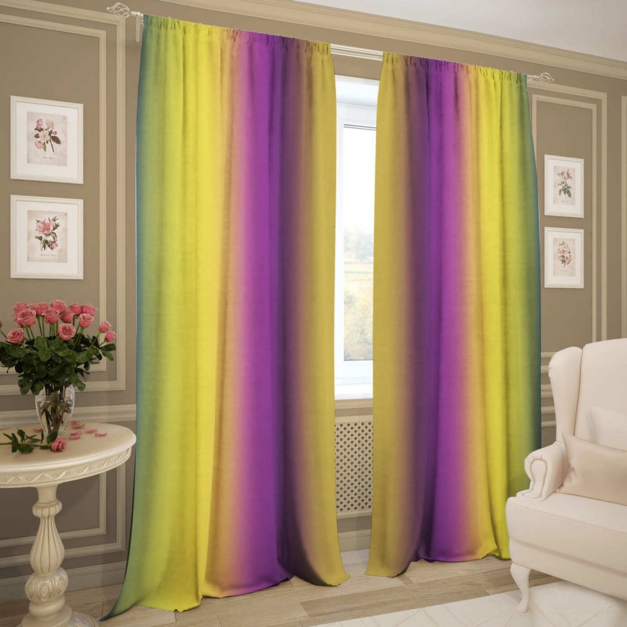 Синие шторы с тюлью