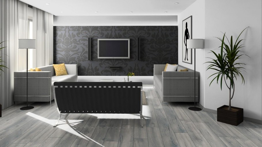 Черный ламинат в комнате