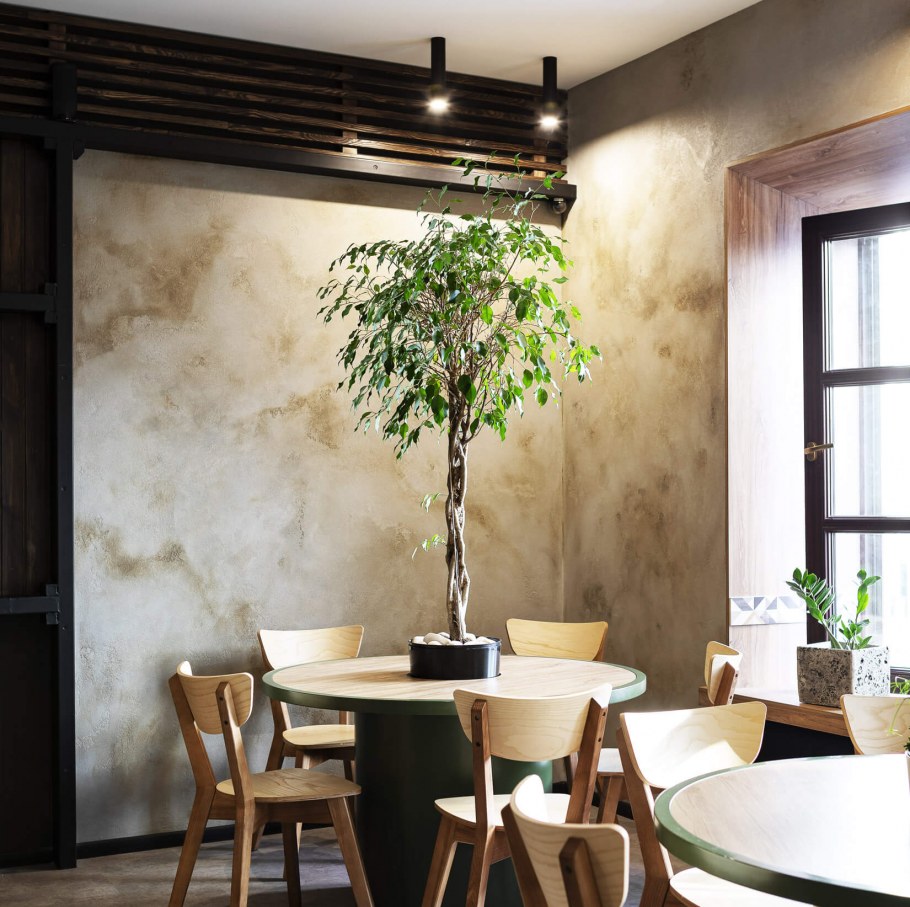 Декоративная штукатурка под бетон на кухне