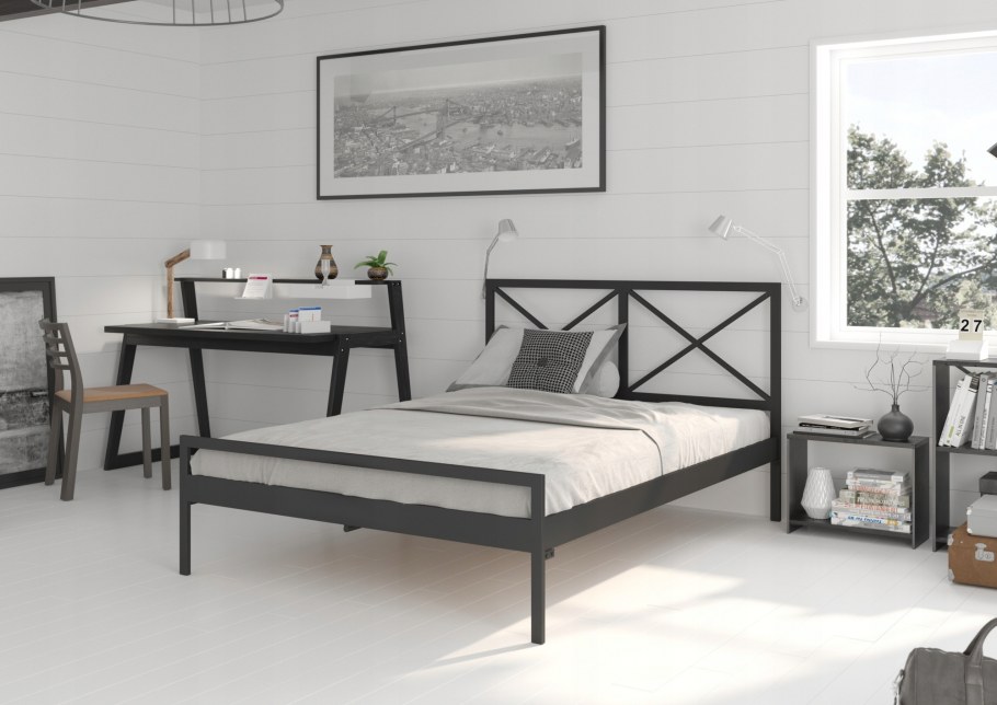 Икеа кровать двуспальная металлическая черная 200