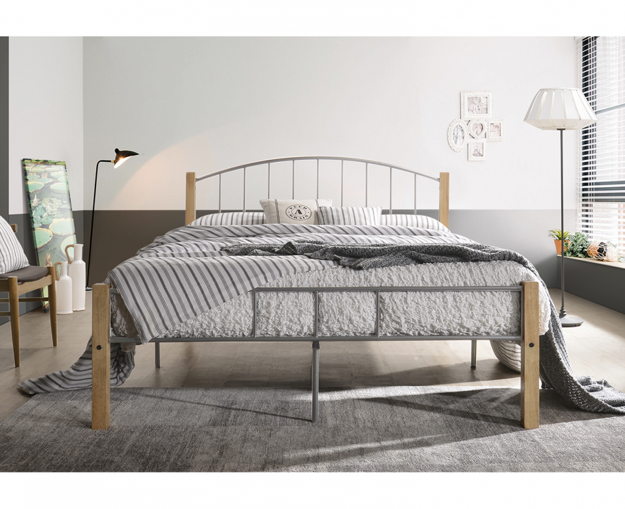 Кровать серебро с деревом