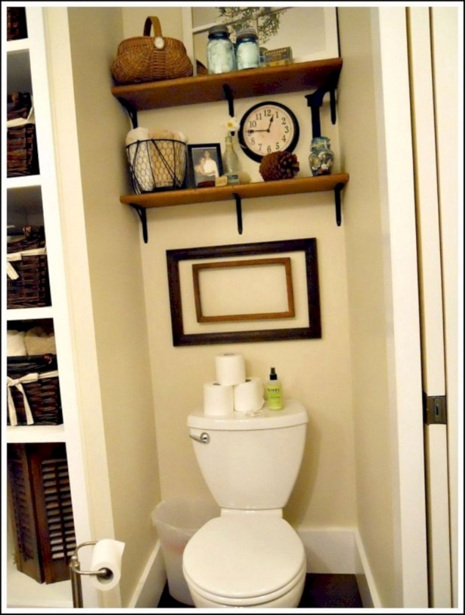 Декор полок в туалете