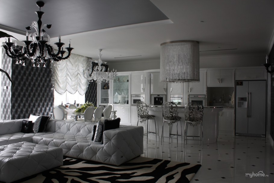 Гостиная в серых тонах арт деко