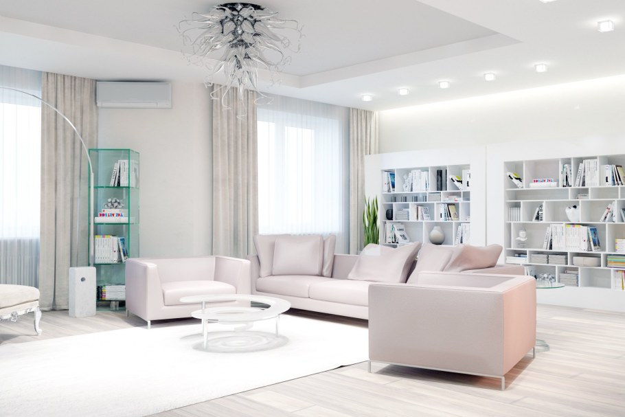 Гостиная белая серебро металлик