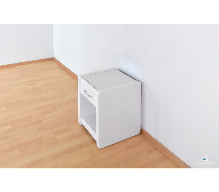 Тумба Алеро 1 ящик узкая Архитектория белый глянцевый