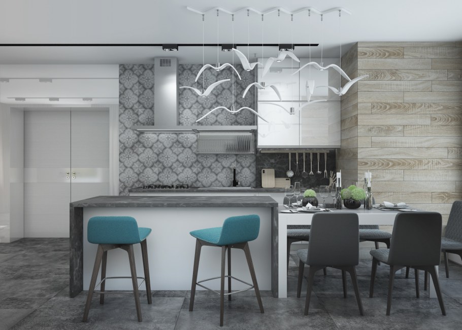 Кухня в стиле монохром