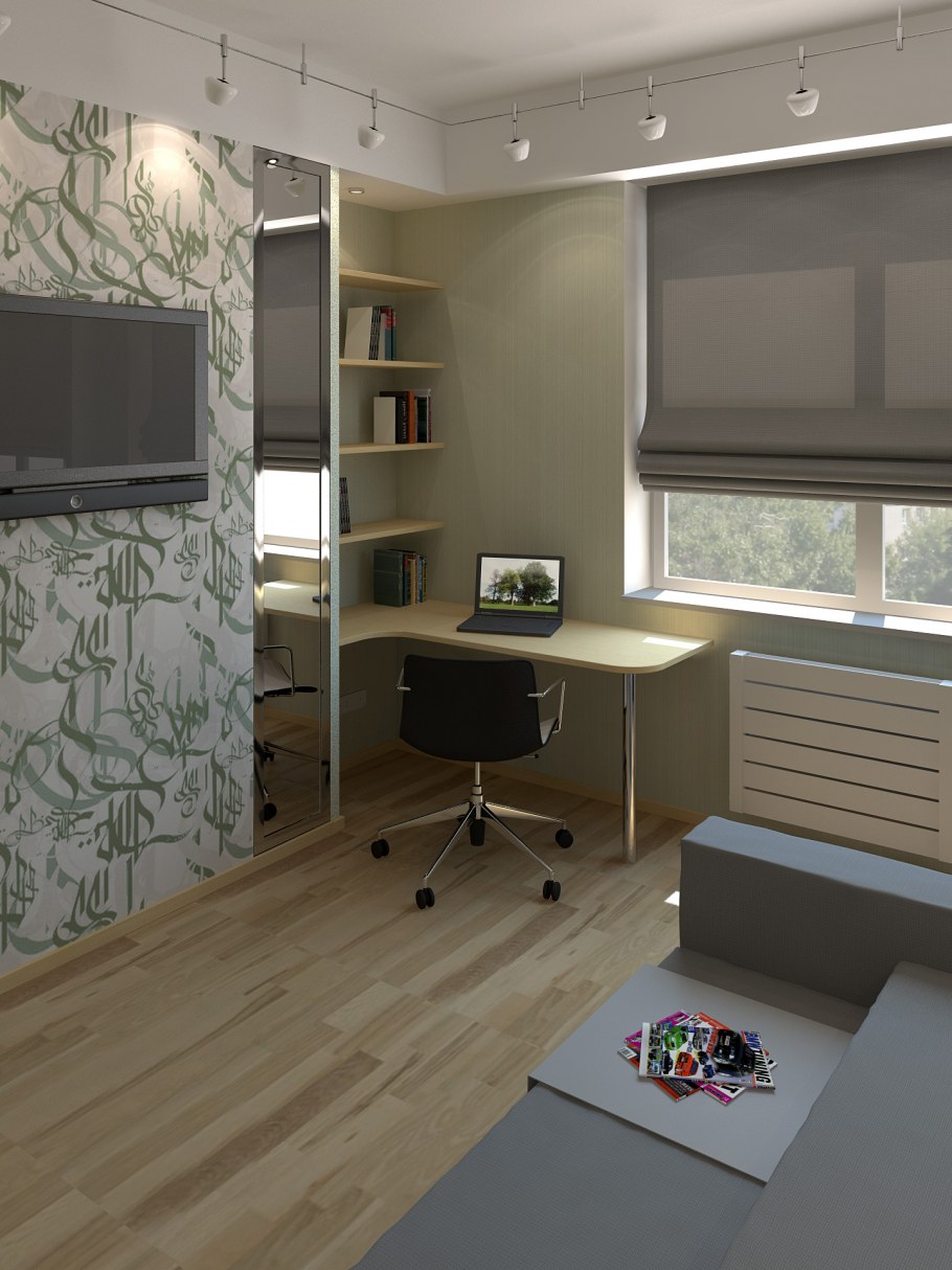 Прямоугольная детская комната с балконом