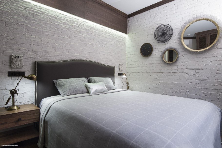 Декоративный кирпич в спальне