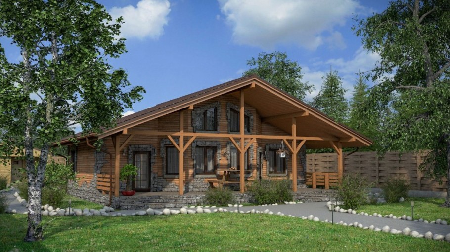 Проекты одноэтажных домов в стиле Шале