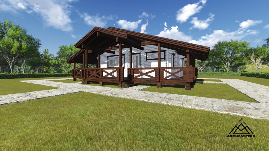 Дом Шале из клееного бруса 100кв