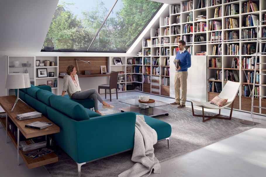 Гостиная с книжным шкафом