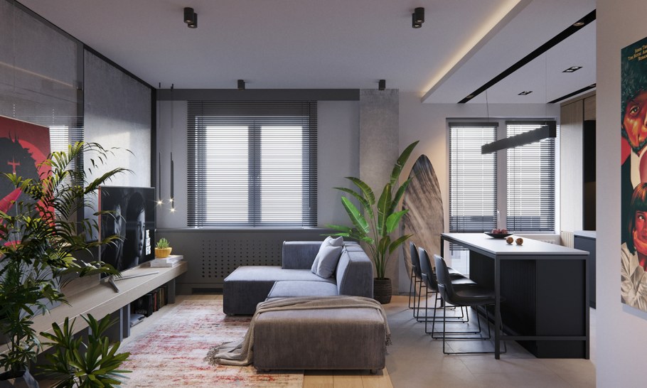 Интерьер студии в стиле лофт