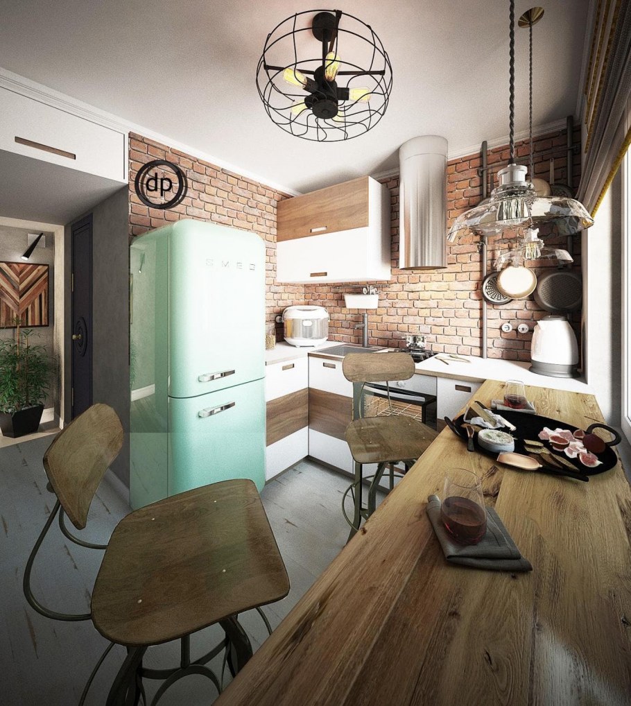Кухня 6 кв в стиле лофт