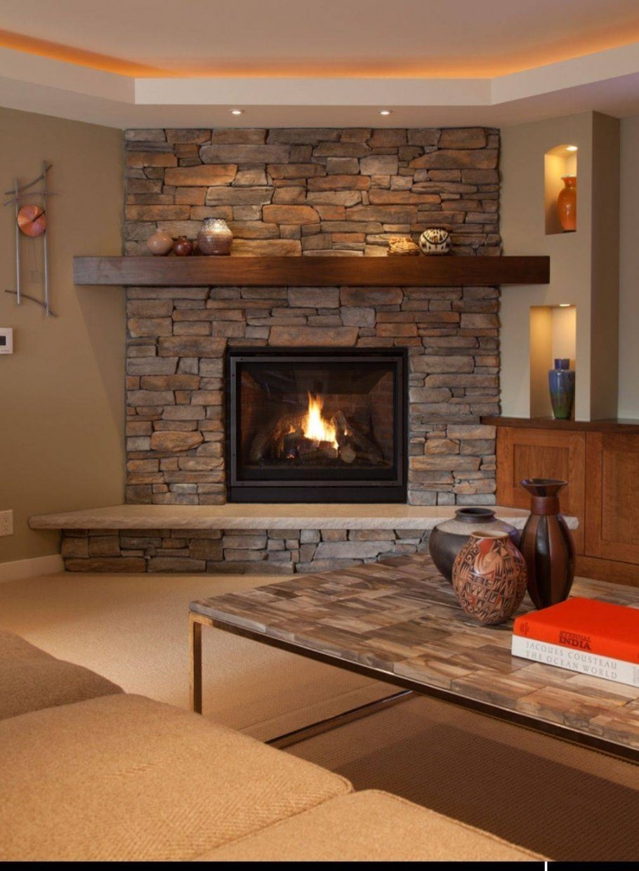 Угловой камин в интерьере