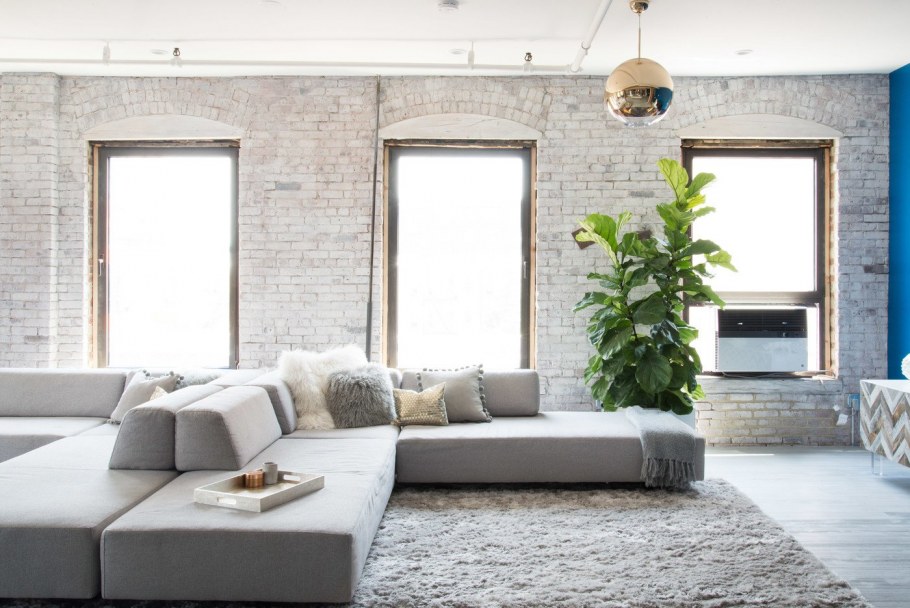 Бетонный потолок в интерьере