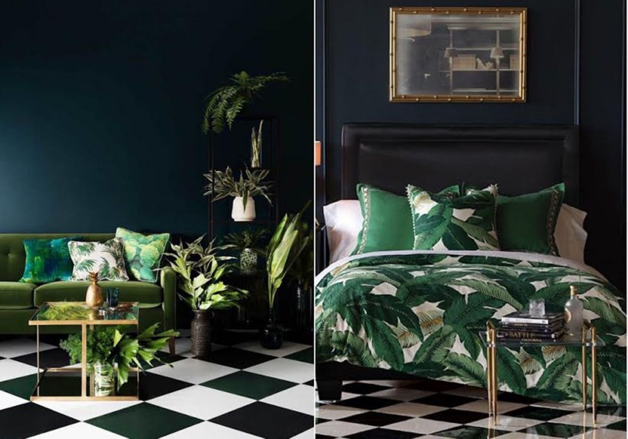 Сине зеленый интерьер