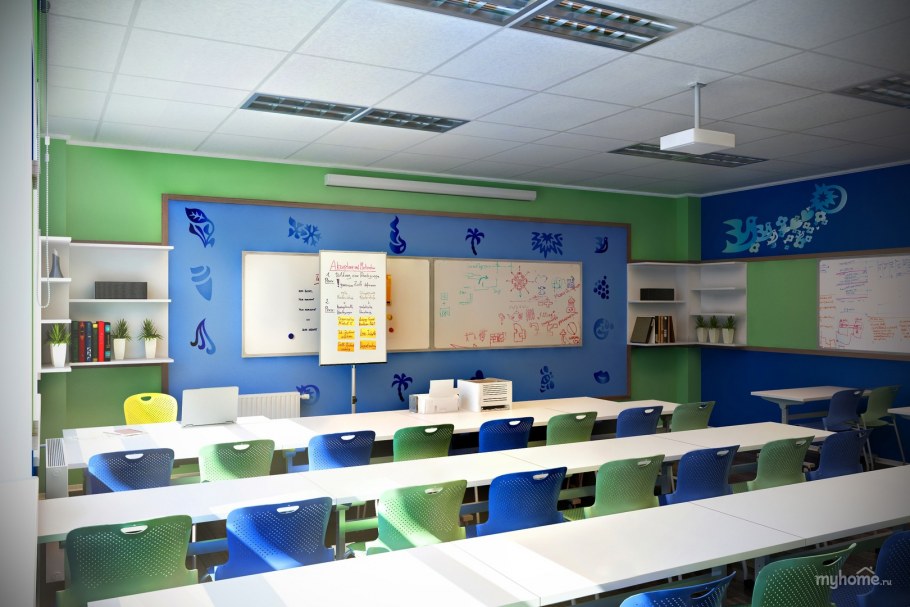 Школьный класс в синих тонах