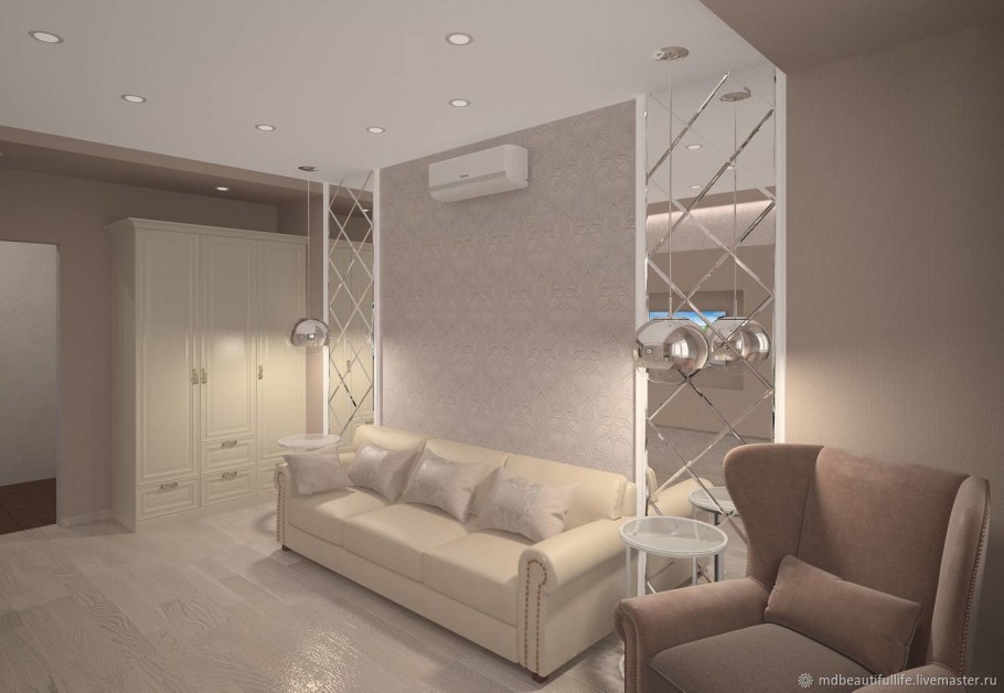 Интерьер однокомнатной квартиры в аралии