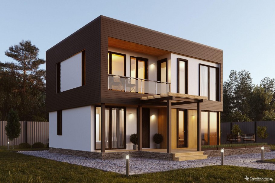 Квадратный дом с плоской крышей