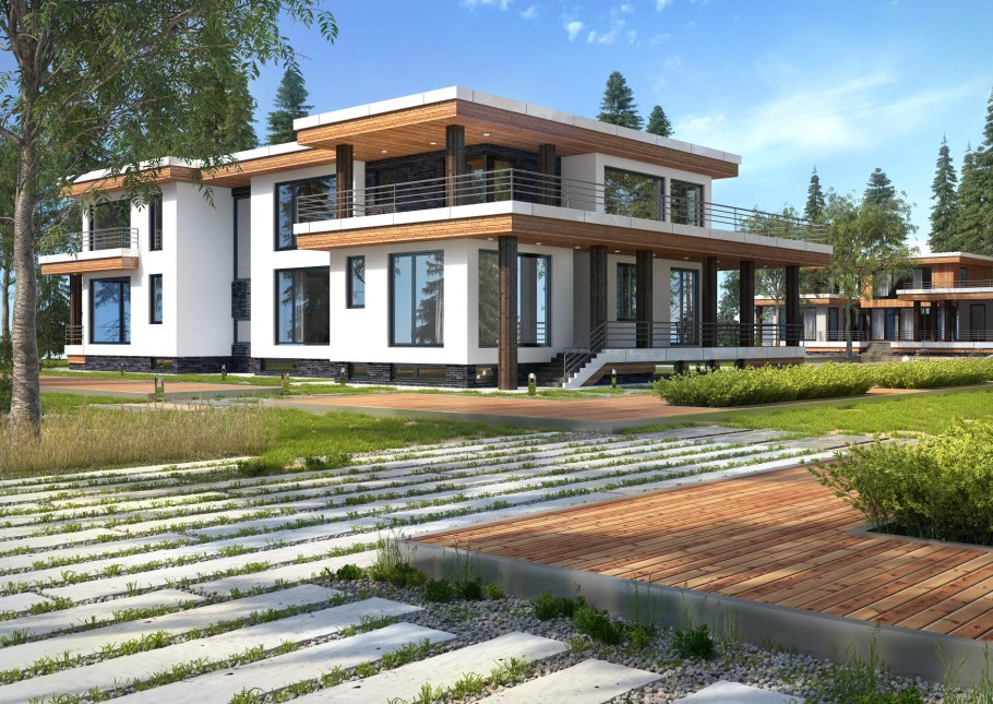 Загородный дом с плоской крышей