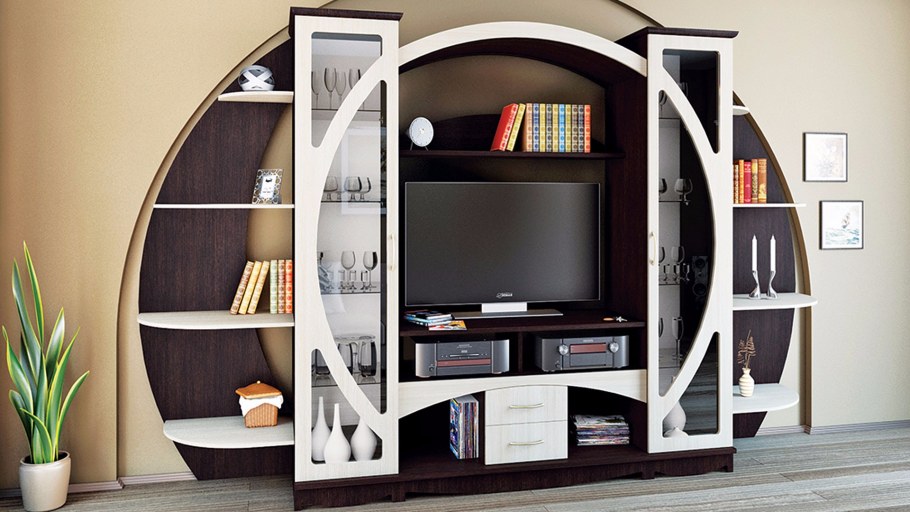 Стенка Кволити Шервуд 6-571 дуб Ривьера/белый