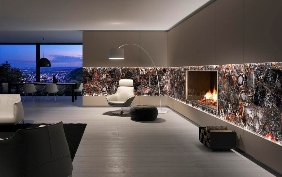 Слэб натурального камня в интерьере