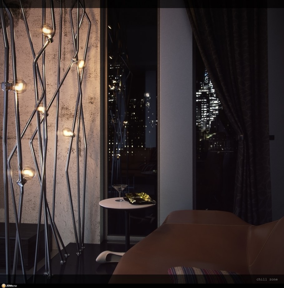Дизайн комнаты огни большого города