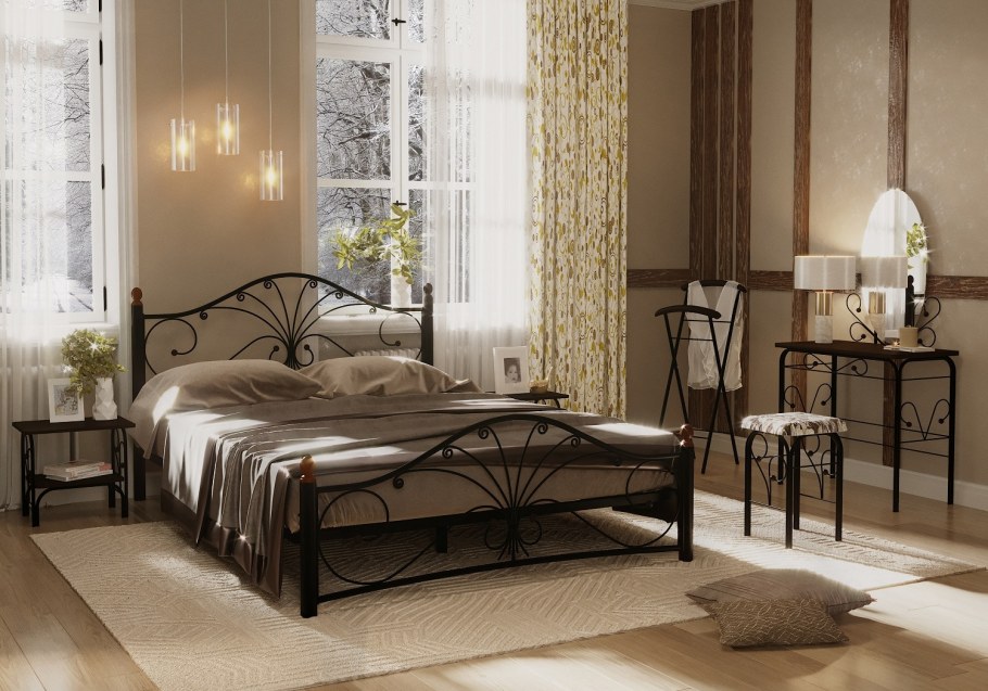 Кровать Венера 4 Лайт чёрный/шоколад