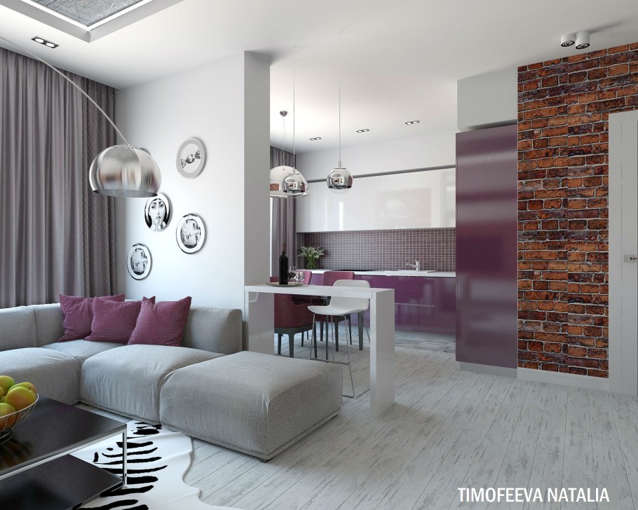 Обои для студии квартиры комбинированные