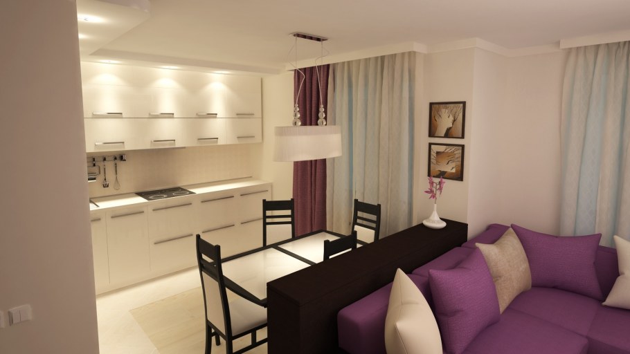 Обои для студии кухни и гостиной