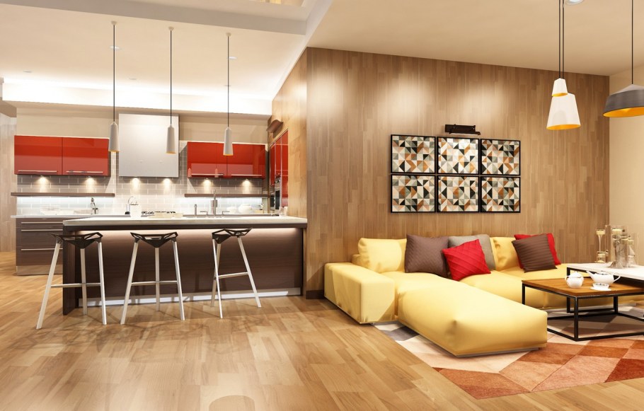 Кухня гостиная со столом