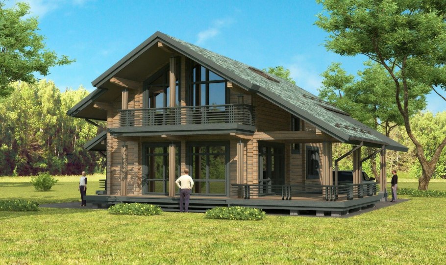 Дом Шале из бруса 100кв