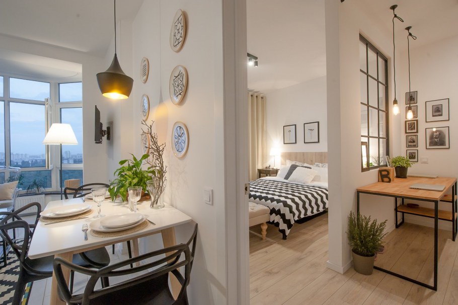 Однокомнатная квартира в скандинавском стиле 45 кв