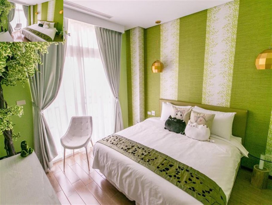 Спальня с зелеными акцентами