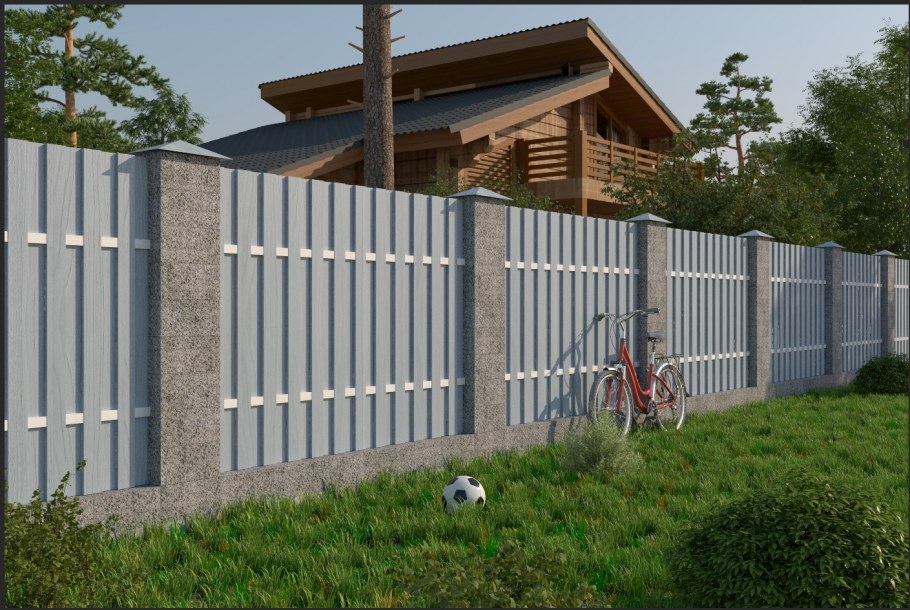 Серый забор на даче