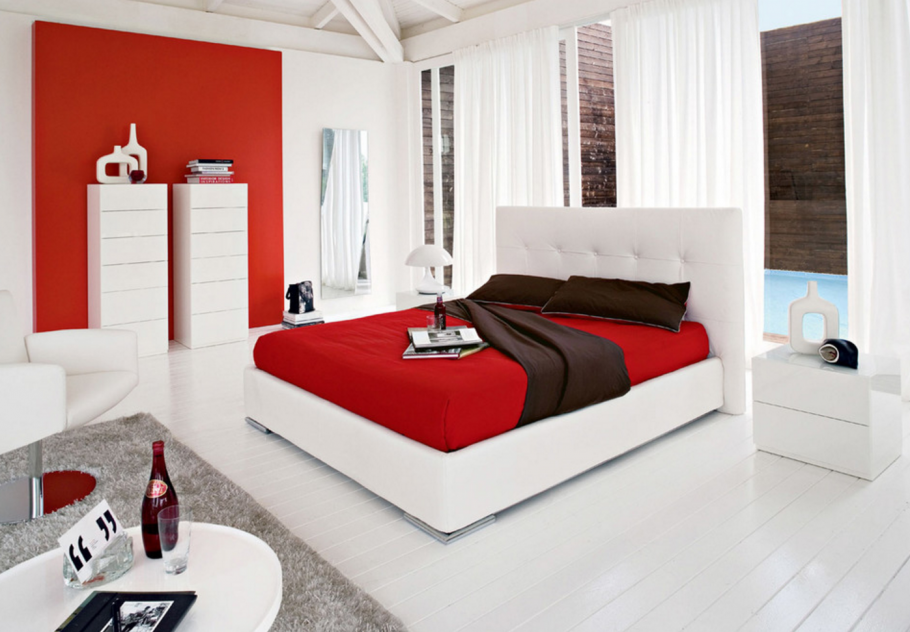 Красно белая спальня