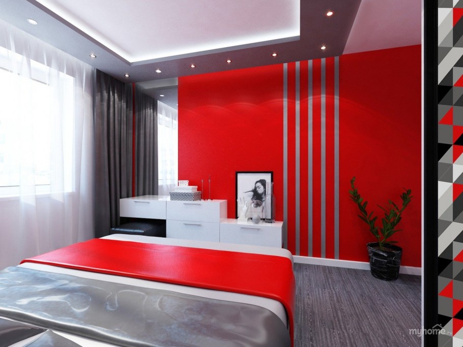 Спальня в черно Красном цвете