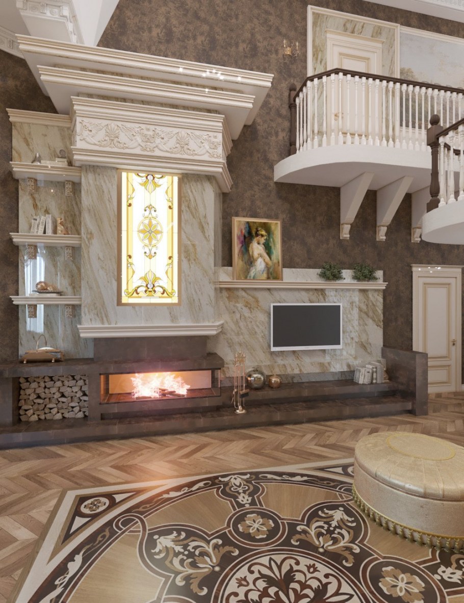 Каминный зал в частном доме