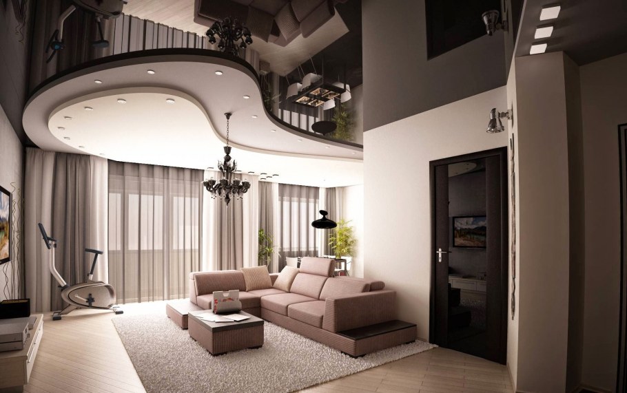 Многоуровневые потолки в интерьере