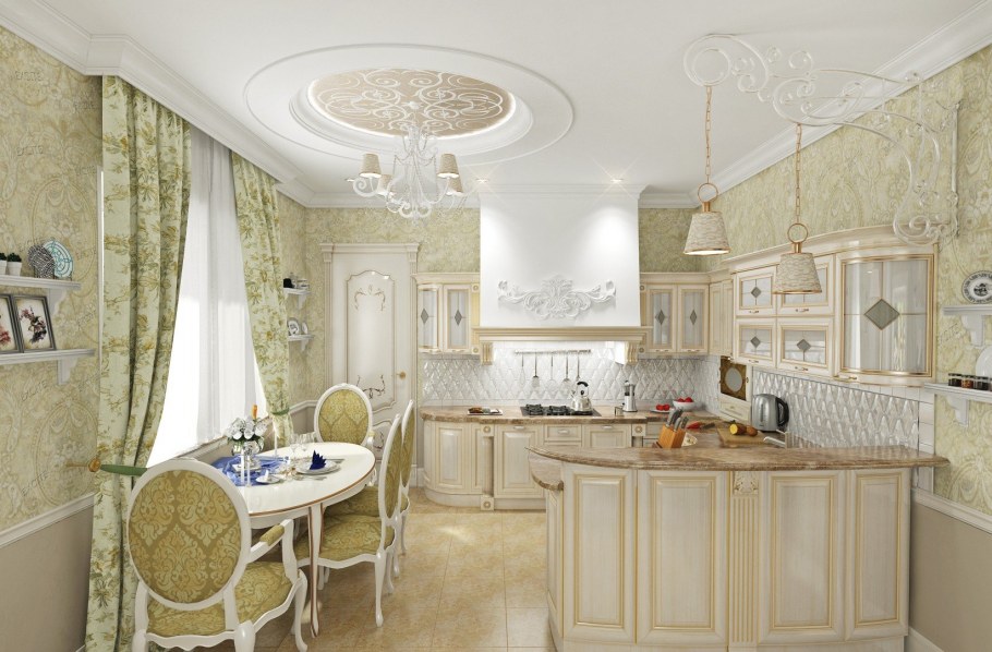 Обои под классическую кухню